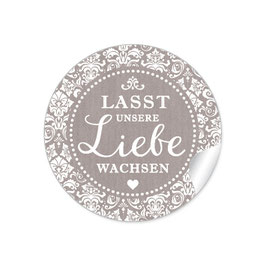 24 Sticker "Lasst unsere Liebe wachsen" - Shabby Chic - sand