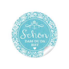 24 Sticker "Schön, dass du da bist" - Ornamente  - türkis