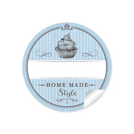 24 STicker "Home Made Style"- Cupcake - blau