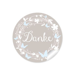 24 Sticker "Danke" - Schmetterlinge - sand / blau