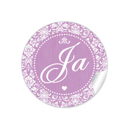 24 Sticker "Ja" - Shabby Chic Style - dunkel lila