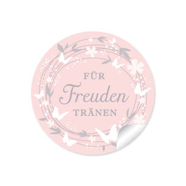 24 Sticker "Für Freudentränen" - Schmetterlinge - rosa