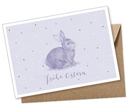 POSTKARTE HASE LILA PASTELL FROHE OSTERN