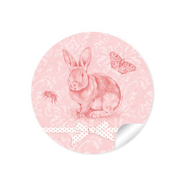 24 Sticker Retro Osterhase - rosa