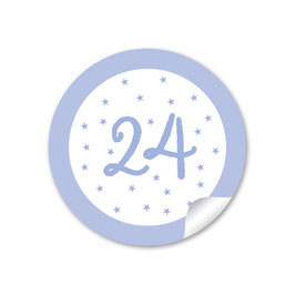 24 Sticker Adventskalenderzahlen - Sternchen - lila Blassblau