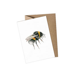 Postkarte Hummel Bumblebee - 300 g Gmund Leinenpapier - mit Umschlag / ohne Umschlag