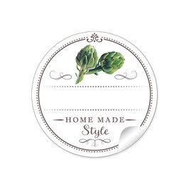 24 Sticker "Home Made Style"- Artischocken - weiß