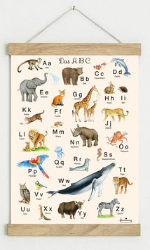 Din A3 BEIGE • ABC Poster Lernposter Tiere Alphabet Kinderzimmer Tierposter Zoo Wald Safari Afrika Tiere Für Kindergarten, zum Schulanfang & 1. Klasse