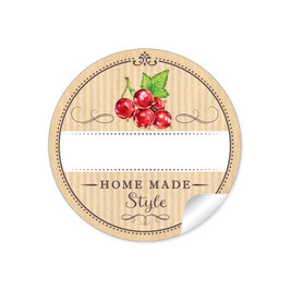 24 Sticker "Home Made Style"- Johannisbeere - nature