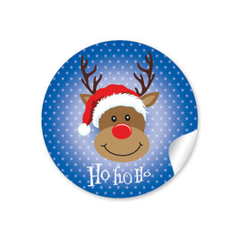 24 Sticker "Ho Ho Ho" - Rudolph - dunkelblau