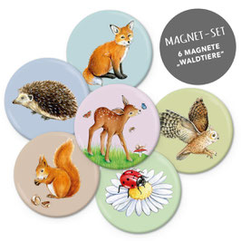NEU: KÜHLSCHRANK MAGNET  SET MATT • 6 WALDTIERE