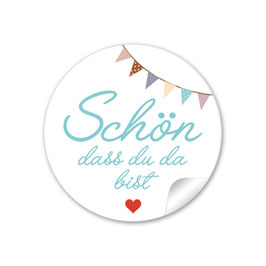 24 Sticker "Schön, dass du da bist" - Girlande  -blau
