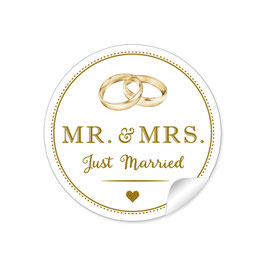 24 Sticker "MR. and MRS.  - Just married" - Ringe