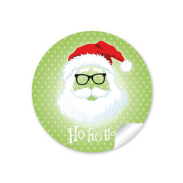 24 Sticker "Ho Ho Ho" -  Hipster Nikolaus - grün