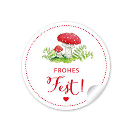 24 Sticker - Frohes Fest! - Fliegenpilz