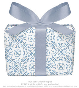 3 Bögen Geschenkpapier groß - Ornamente - blau weiß