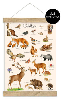 WALDTIERE POSTER BEIGE A4 ungerahmt