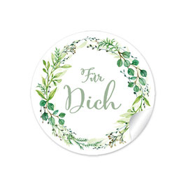24 Sticker Für Dich - Kranz Zweige grün weiß