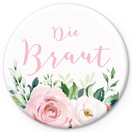 NEU: BUTTON MATT • "Die Braut" Boho Rosen GRÜN ROSA WEIß Eukalyptus