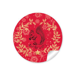 24 Sticker Eichhörnchen -  rot