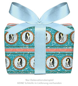 3 Bögen Geschenkpapier groß - Pinguin Baby  - türkis