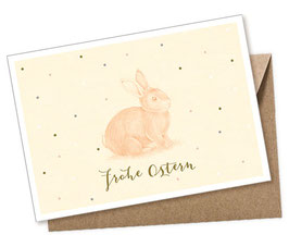 POSTKARTE HASE GELB PASTELL FROHE OSTERN