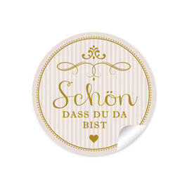 24 Sticker "schön, dass du da bist" - Ornamente - beige