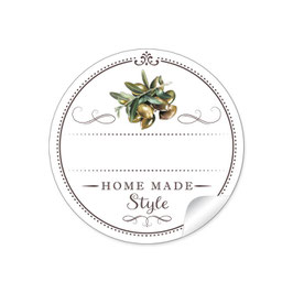 24 Sticker "Home Made Style"- Oliven - weiß