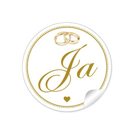 24 Sticker "Ja" - Ringe -weiß