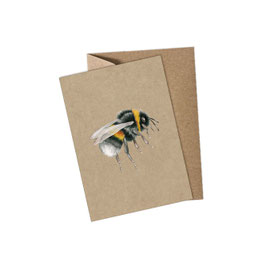 Postkarte Hummel Bumblebee - gedruckt auf original Kraftpapier Karton - mit Umschlag / ohne Umschlag