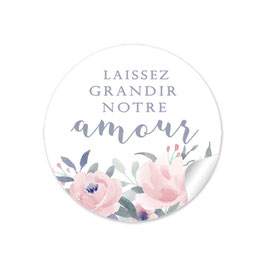 24 Sticker "Lasst unsere Liebe wachsen" - Pastell blau rosa - FRANZÖSISCH - Laissez grandir notre amour