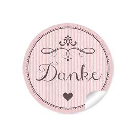 24 Sticker "Danke" - Ornamente - rosa
