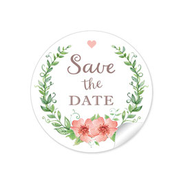 "Save the Date" - Blütenkranz - apricot / grün