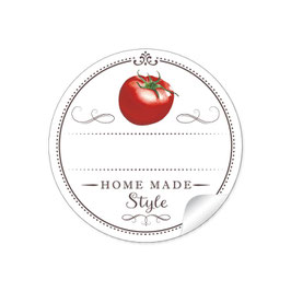 24 Sticker "Home Made Style"- Tomate - weiß
