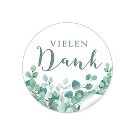24 Sticker Vielen Dank -  Eukalyptus Zweige grün weiß