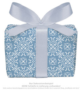 3 Bögen Geschenkpapier groß - Ornamente - blau
