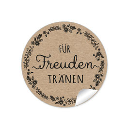 24 Sticker "Für Freudentränen" - Blütenranke schwarz - natur