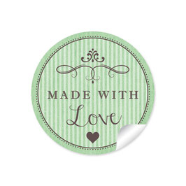 24 Sticker "Made with Love"- Vintage Retro Style - grün