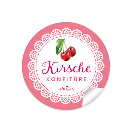 24 Sticker "Kirsche Konfitüre"- Spitze - rot