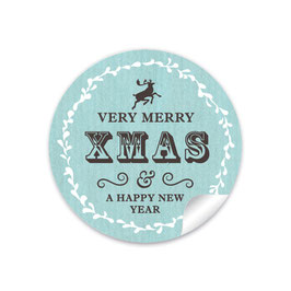 24 Sticker "Verry Merry XMAS & a happy new year"- Retro  - mint