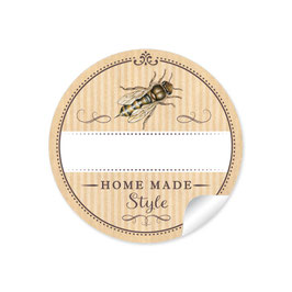 24 Sticker "Made with Love"- Biene - natur - mit Freitextfeld