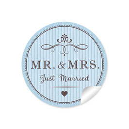 24 Sticker "MR. and MRS.  - Just married" - Vintage Retro - blau