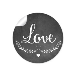 24 STicker "LOVE" - Kreidetafel - schwarz weiß
