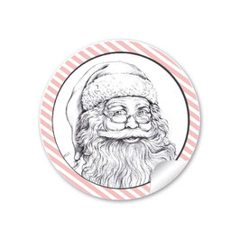 24 Sticker Weihnachtsmann  - rosa weiß Streifen