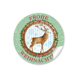 "Frohe Weihnachten" -  Hirsch - grün