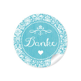 24 Sticker "Danke" - Ornamente Vintage - türkis