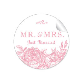 24 Sticker "MR. and MRS.  - Just married" - Rosen- rosa