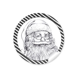 24 Sticker Weihnachtsmann  - schwarz weiß Streifen