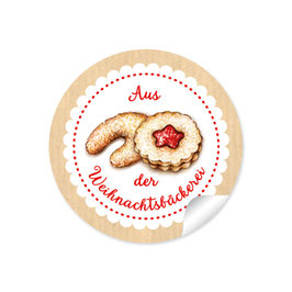 24 Sticker "Aus der Weihnachtsbäckerei"- Gebäck - natur