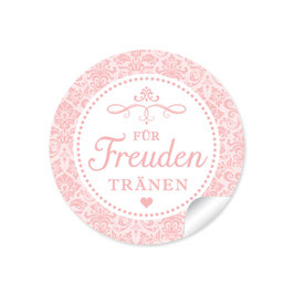 24 Sticker "Für Freudentränen" - Vintage Ornamente - rosa